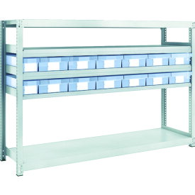 TRUSCO スチール製軽中量ボルトレス棚 M2型 樹脂透明引出付 W1760×D450×H1200 小×2・大×12 M2-4645-C2D12 【856-3235】