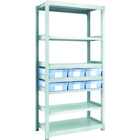 TRUSCO スチール製軽中量ボルトレス棚 M2型 樹脂透明引出付 W860×D450×H1800 大×6 M2-6347-D6 【856-3237】