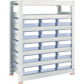 TRUSCO スチール製中量ボルトレス棚 M3型 樹脂透明引出付 W900×D471×H1800 大×6 M3-6357-D6 【856-3303】