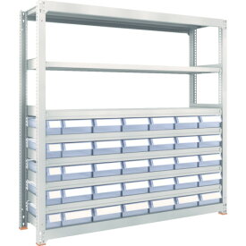 TRUSCO スチール製中量ボルトレス棚 M3型 樹脂透明引出付 W1800×D471×H1800 小×5・大×30 M3-6658-C5D30 【856-3306】