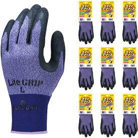 ショーワグローブ SHOWA 天然ゴム背抜き手袋 まとめ買い NO341 ライトグリップ 10双入 Mサイズ パープル NO341-MPL10P 【602-7897】