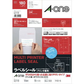 スリーエム ジャパンオフィスマーケット販売本部 3M エーワン ラベルシール［プリンタ兼用］ ずらせるから狙った位置に貼りやすいタイプ （剥がしやすい） A4判 10面 四辺余白付 18シート 42110 【686-4128】