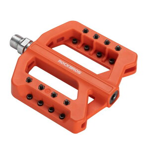 ROCKBROS(ロックブロス)自転車 ペダル フラットペダル 大面積 滑り止め ナイロン繊維 9/16インチ ロードバイクペダル 軽量 高グリップ スパイク付き MTB 耐久性 クロムモリブデン鋼 防水 黒 青