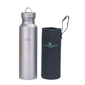 Boundless Voyage チタン 水筒 ボトル 800ml 超軽量 直飲み 広口 水筒 登山 自転車 スポーツ マグボトル 焚き火ボトル アウトドア キャンプ カバー付き Ti3003D