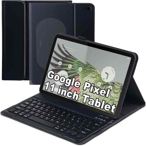 �^�u���b�g Google Pixel Tablet �p ���C�����X Bluetooth �L�[�{�[�h�t�� �ی�P�[�X �X�^���h�@�\�t�� �t�F�C�N���U�[ �u���b�N �s���N�n