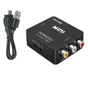 HDMI to AV �R���o�[�^�[�ARCA�ϊ��A�_�v�^ 1080P�Ή� HDMI����A�i���O�ɕϊ��A�_�v�^ �����]�� �f�X�N/�Z�b�g�{�b�N�X/PS 3/9 S 4/PS 5/PC�ȂǕt��USB���d�P�[�u���i�u���b�N�j