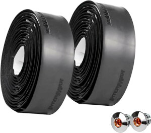 INTERMAX(インターマックス)バーテープ ロードバイク 自転車 薄手タイプ マットブラック グリップ力重視 ハンドルグリップ ネジ式エンドキャップ (INTERMAX THE BARTAPE)