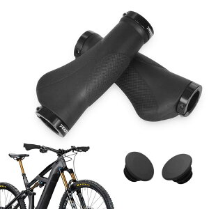 グリップ、ゴム製滑り止めハンドルバーグリップ、自転車 グリップ 人間工学ハンドルグリップ 衝撃吸収 疲れにくい エルゴグリップ シリコンクッションパッド付き ダブルロックオン固定