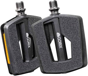 GORIX(ゴリックス) 自転車ペダル ノンスリック フラットペダル 高いグリップ力 表面滑り止め加工ブラック (GX-F558) [ リフレクター 反射板付き ナイロン・靴に優しい表面グリップ・滑り止め・