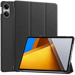 For Xiaomi Poco Pad/Redmi Pad Pro �P�[�X ���y�� �ɔ� ����PU ���U�[ �J�� �X�^���h �X�}�[�g�P�[�X �X�^���h �@�\ Xiaomi Redmi Pad Pro �p �P�[�X�J�o�[ �[�d�Ή� (�u���b�N)