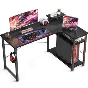 AODK パソコンデスク l字デスク 幅130cm 天板面取り加工 棚付き 収納 ゲーミングデスク pcデスク デスク 机 コーナーデスク L字型 デスク 机 pcデスク オフィスデスク ?子 computer desk 在宅勤務 組