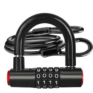 自転車ロック・C-Timvasion 4桁ダイヤル式 U字ロック 自転車ロック高切断対抗 番号変更可能 盗難防止 玄関・ドアロック・バイク・自転車・電動自動車用ロック 日本語説明書