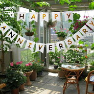 HAPPY ANNIVERSARY 記念日用ガーランド ホワイト/ホワイト フォトプロップス レターバナー