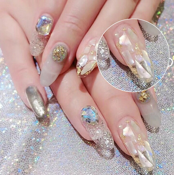 楽天市場 金箔 12個セット 金箔風 ネイルホイル ネイルナゲット ゴールド シルバー ジェルネイル レジンパーツの埋め込みに オレンジcoco