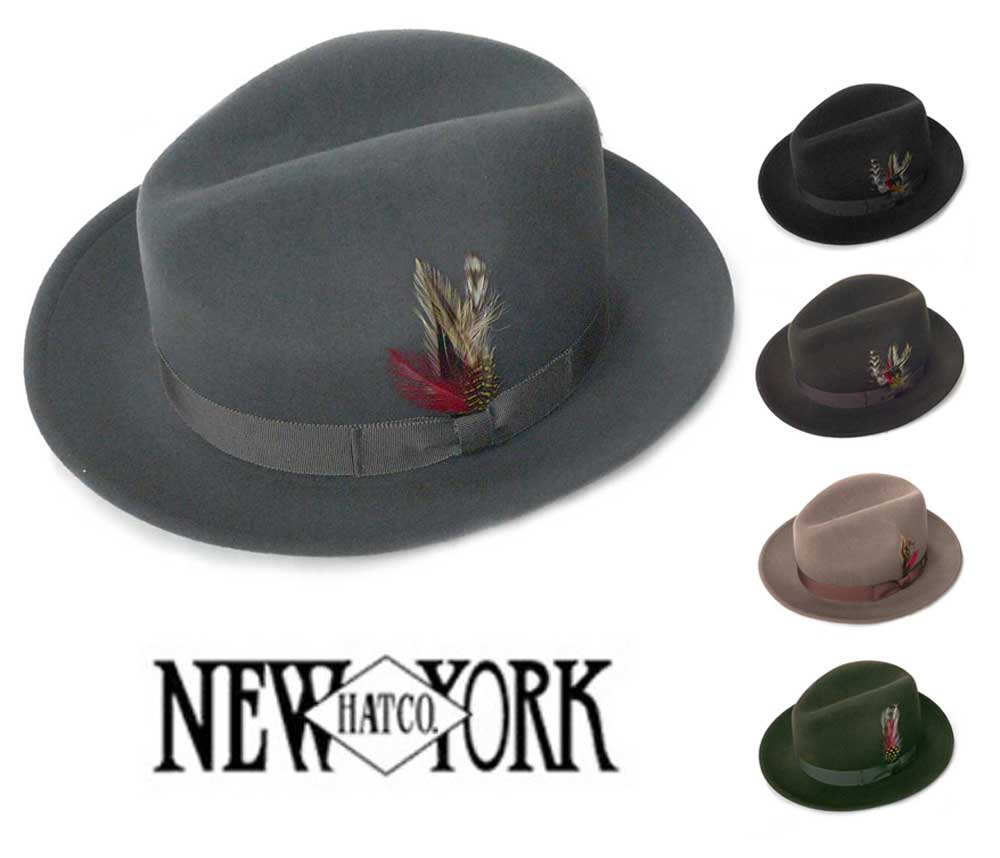ニューヨークハット(New York Hat)5319 THE FEDORA/リボン＆フェザー付き中折れウールハットのサムネイル