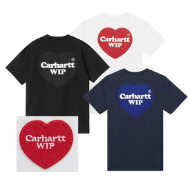 【2023年秋冬新作】カーハート(Carhartt WIP) 半袖Tシャツ ダブルハート ハートラベル ワッペン レディース オーガニックコットン Double Heart T-Shirt ネイビー ホワイト ブラック I032139【あす楽対応_関東】