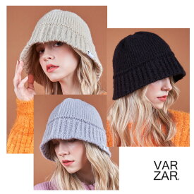 【正規販売店】VARZAR バザール ニット バケットハット ウール帽子 VARZAR 韓国ブランド 紫外線対策 小顔HAT 秋冬モデル Monogram Label Wool Knit Bucket Hat 893 894 895【あす楽対応_関東】