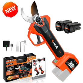 2025年新型【軽さとパワーを両立・プログレッシブ機能】切断径30mm Kebtek 電動剪定バサミ【軽量940g】【回路板高密封TPE設計・カバー80％シリコン保護】 充電式剪定ばさみ 剪定バサミ 日本製SK5テフロン刃 切れ味ばつ群 2500mAh大容量電池2個付き 16.8V 品番KT 9030