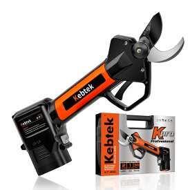 【軽量880g・日本製フッ素刃】Kebtek 電動剪定バサミ 16.8V コードレス 充電式剪定ばさみ 2500mAhリチウム電池2個付き 電動枝切り鋏 【0.4秒高速切断】プロ 剪定鋏 園芸 造園 果樹園 剪定工具 日本語取扱説明書付き 切断径30mm 品番KT930