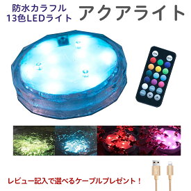 【25日限定P5倍】＼3625日あす楽OK／バスライト 防水 アクアライト LED ライト お風呂 バスタイム ライト イルミネーション 10灯 マルチカラー 13色に切替 電池式 リモコン付き お風呂 バスタブ リラックス リラクゼーション 落ち着く 癒し 癒す おしゃれ