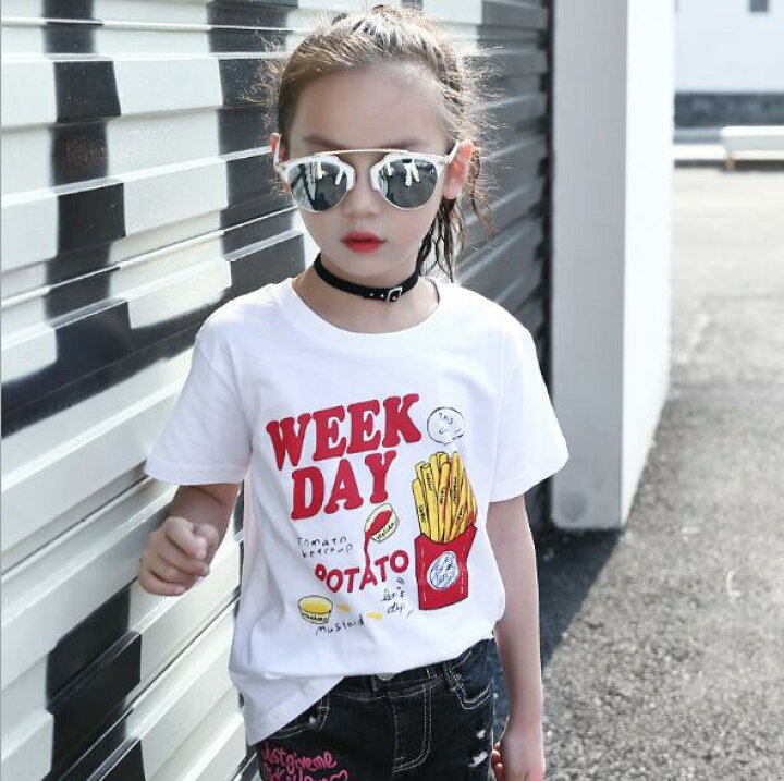 楽天市場】フレンチフライ柄キッズTシャツ 子供用半袖Tシャツ ポテト 