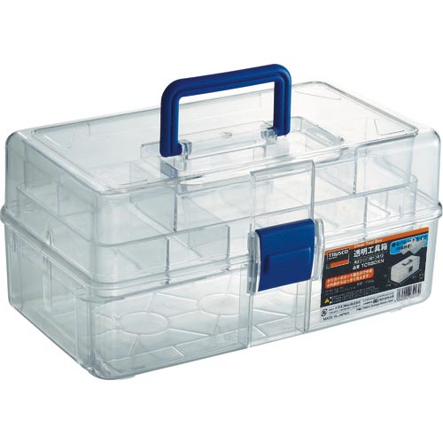 工具箱 お得 ツールバッグ 樹脂製工具箱 ＴＲＵＳＣＯ 透明工具箱 TCRBOXN 中皿付き トラスコ中山 在庫限り 株