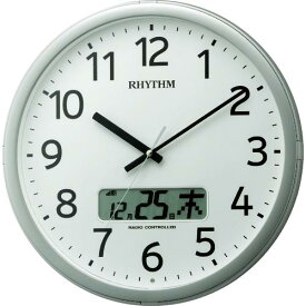 RHYTHM　リズム　電波　壁掛け時計　最大24回／日　プログラムチャイム　カレンダー付き　シルバー　φ350x55 ( 4FNA01SR19 ) リズム（株）