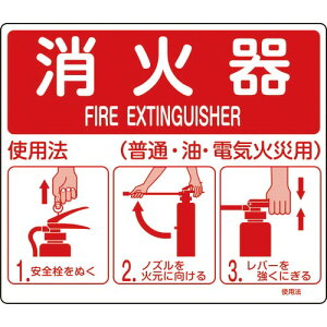 緑十字 消防標識 消火器使用法 使用法2 215×250mm 壁面取付タイプ エンビ ( 066012 ) (株)日本緑十字社