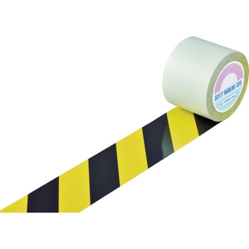 緑十字 ガードテープ（ラインテープ） 黄／黒（トラ柄） ＧＴ－１０１ＴＲ １００ｍｍ幅×１００ｍ ( 148142 ) （株）日本緑十字社 粘着テープ