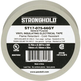 ストロングホールド　StrongHoldビニールテープ　一般用途用　グレー　幅19．1mm　長さ20m　 ST17-075-66GY ( ST1707566GY ) ストロングホールド