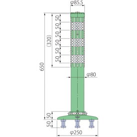 グリーンクロス　ポストコーン腰みの付防塵PBTK－65－250－M　 ( 6300029584 ) （株）グリーンクロス