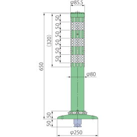 グリーンクロス　ポストコーン腰みの付防塵PCTK－65－250－M　 ( 6300029587 ) （株）グリーンクロス