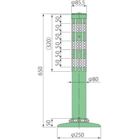 グリーンクロス　ポストコーン腰みの付防塵PATK－65－250－M　 ( 6300029581 ) （株）グリーンクロス