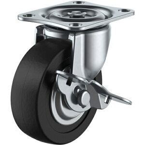 ユーエイ プレート式 自在 キャスター ゴム 車輪径75mm ストッパー付き Gタイプ G-S型 取付寸法55×42 ( G-75RHS ) (株)ユーエイ キャスター事業部
