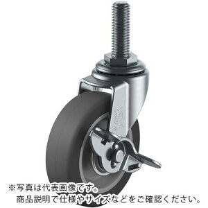 【SALE価格】ユーエイ ねじ込み式 自在 キャスター エラストマー 車輪径75mm ストッパー付き Lタイプ LT-S型 ネジ寸法M12×14ピッチ1.25 ( LT-75ELS-M12-14 ) (株)ユーエイ キャスター事業部