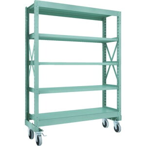 TRUSCO R3型ボルト式中量棚W1500XD500XH2000 5段 Φ150 ウレタンキャスター付 ( R3-6555-U150 ) トラスコ中山(株)