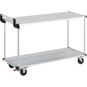 【SALE価格】TRUSCO アルミ台車 アルパカート 省音 2段式片袖タイプ 1200×480mm ストッパー付 ( AL22-1248S ) トラスコ中山(株)