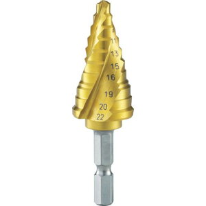 TRUSCO 六角軸ステップドリル 3枚刃チタンコーティング 5~22mm ( 3S-NMS-22G ) トラスコ中山(株)