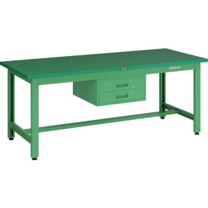 TRUSCO 中荷重作業台(800kg)GW型 1800X750XH740 2段引出付 ヤンググリーン色 ( GWP-1875F2 YG ) トラスコ中山(株)