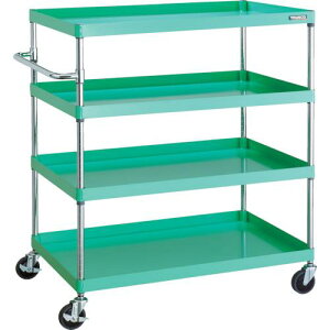 TRUSCO ツールワゴン フェニックスワゴン 省音 1000X650XH1200 4段 ヤンググリーン ( PEW-12104-YG ) トラスコ中山(株)