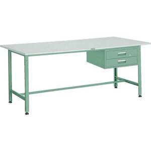 TRUSCO 軽荷重作業台(300kg)AE型 1800X900XH740 2段引出付 グリーン色 ( AE-1809F2 (ニューポリハクショクテンバン) ) トラスコ中山(株)