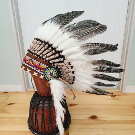 ウォーボンネット　 羽根かんむり　wn-11　ドットフェザー　ネイティブ　インディアン 羽根冠　羽根飾り 帽子・コスプレ