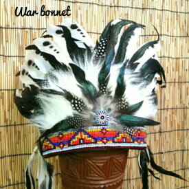 ウォーボンネット 羽根かんむり wn-18 ネイティブ　 4カラー　インディアン 帽子・コスプレ 羽根飾り　パーティー
