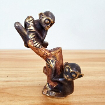 希望者のみラッピング無料 猿 ブロンズ像 サル バリ雑貨 銅像 インテリア 木登り猿 贈呈 真鍮