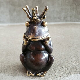王冠カエル　蛙　カエル　真鍮 アンティーク　ブロンズ像　バリ雑貨　置物　インテリア