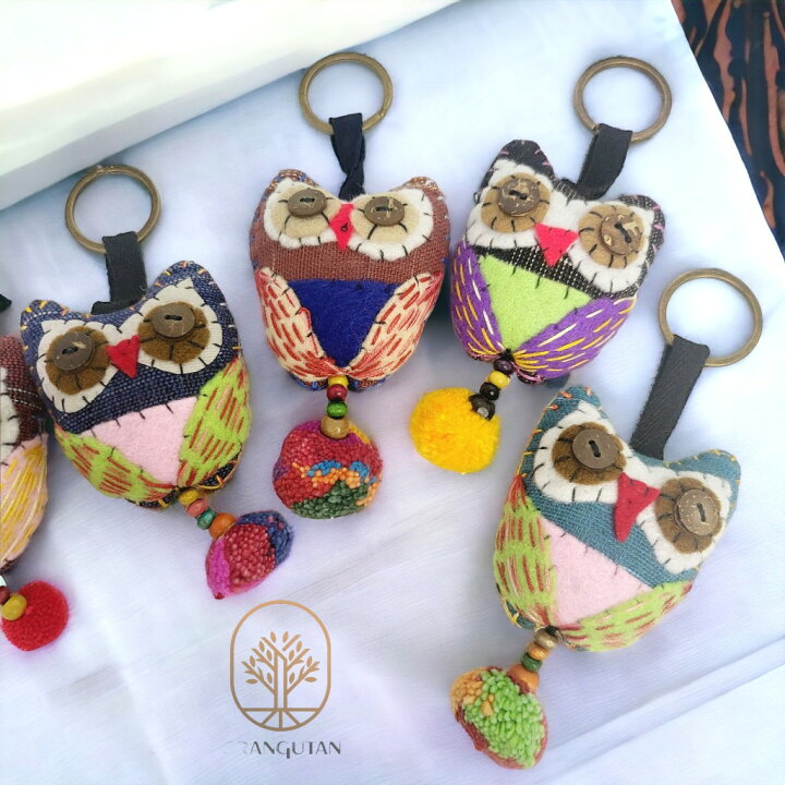 楽天市場】10000169 フクロウ キーホルダー ハンドメイド キーリング 