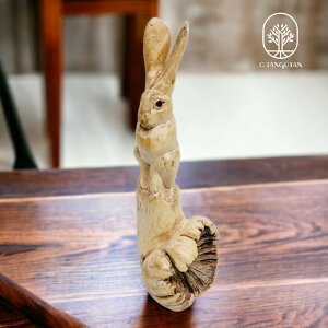 10001054　ナチュラルウッド　天然木　うさぎ　ラビット　バリ木彫り　アジアンインテリア　ウサギの置物　エスニック雑貨　宿り木