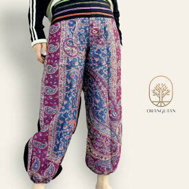 10002153　バルーンパンツ　パシュミナ　ゴブラン織り　絞りパンツ　アジアンファッション　リラックスパンツ　エスニック　コットンパンツ