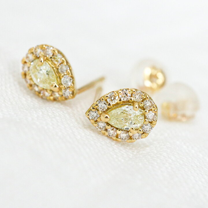 楽天市場】k18 pt ダイヤモンド ピアス ペアシェイプ 0.4ct レディース 