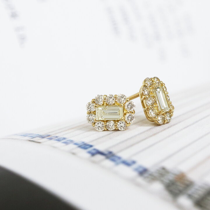 楽天市場】バゲットカット ダイヤモンド ピアス 0.5ct ジュエリー K18 